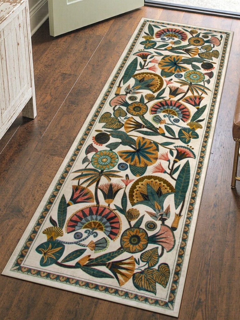Washable Kitchen Runner Rug, Floral 2x6 Rug Runners for Hallways, Washbale Non